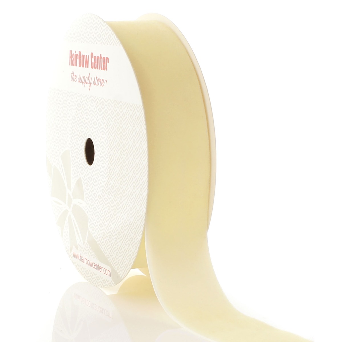 HBC 1 inch Velvet Ribbon 815 Cream - 25 Yards, Size: 25yds, Beige